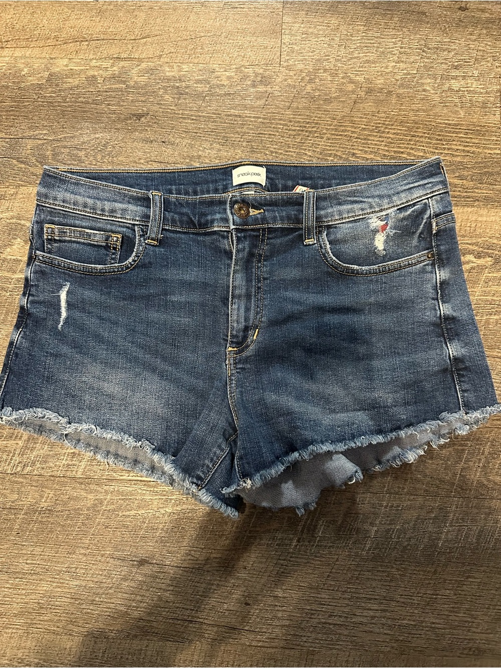 Sneak Peek Blue Distressed Denim Jean Shorts